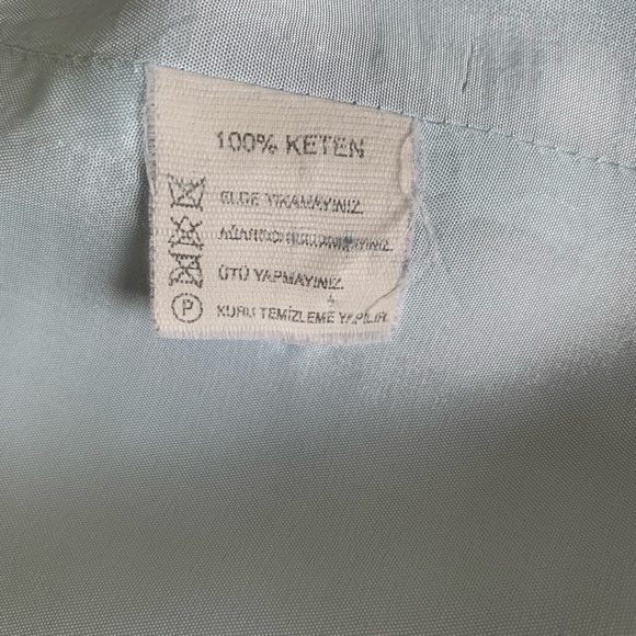 Light blue 100% linen long blazer double collar 4 front buttons 2 pockets US 10 - Picture 9 of 16